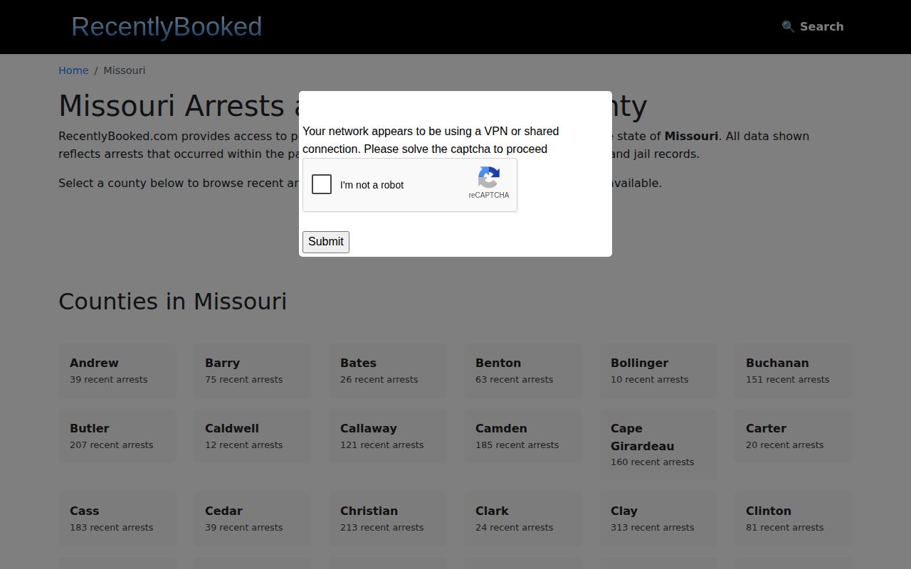 Wayne County Missouri unofficial recent arrest news index